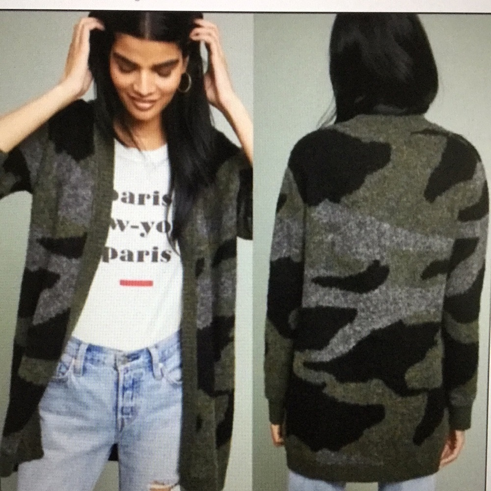 Moth Anthropologie Camo print cardigan sweater